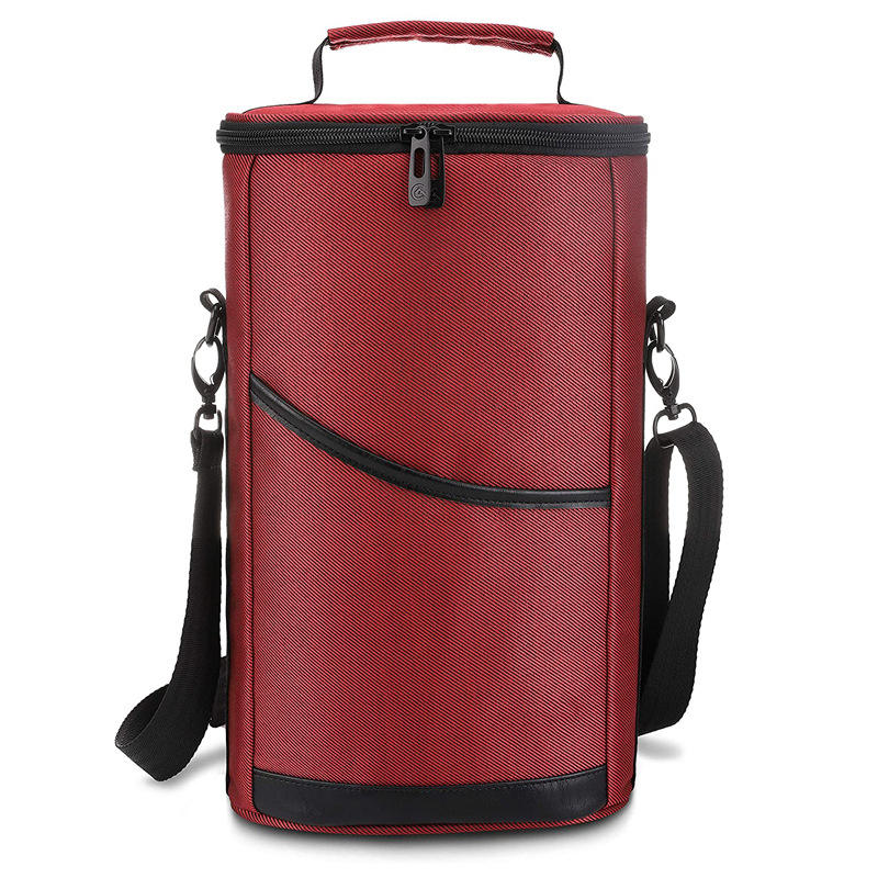 BSCI  휴대용 2 병 와인 가방 라운드 모양 냉동 와인 쿨러 가방