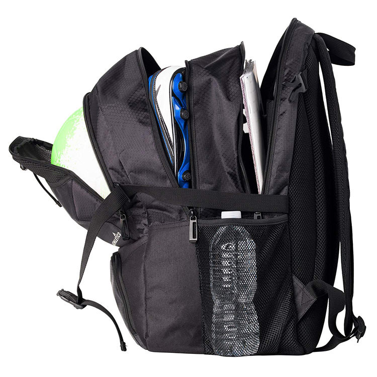 클리트 볼 홀더 디자인을 포함한 볼 컴파트먼트가 있는 경량 축구 배구 농구 축구 배낭