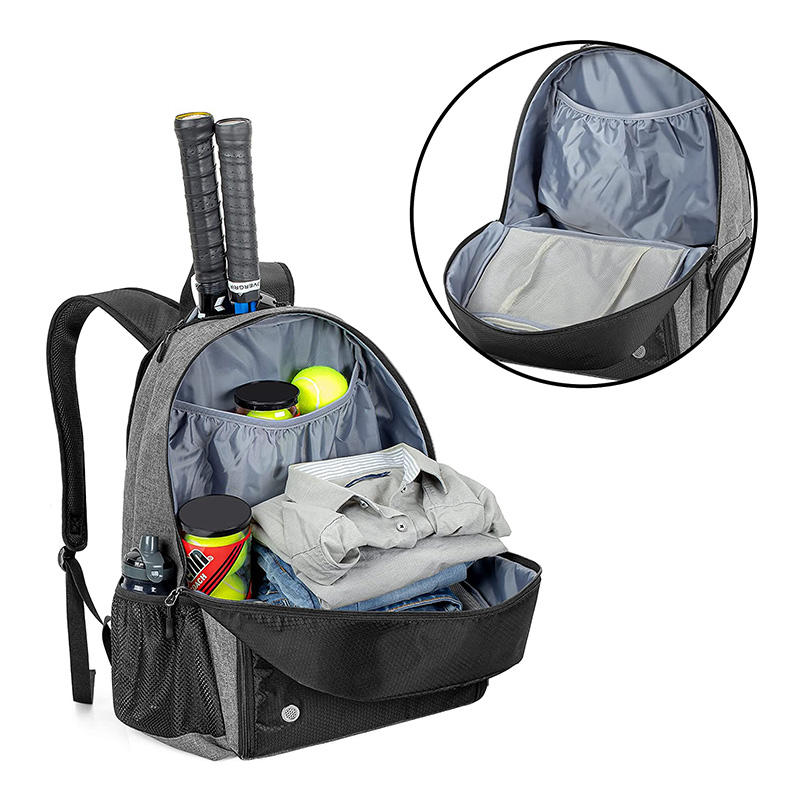  대용량 별도의 신발 구획 테니스  2 개의 라켓 패들 백