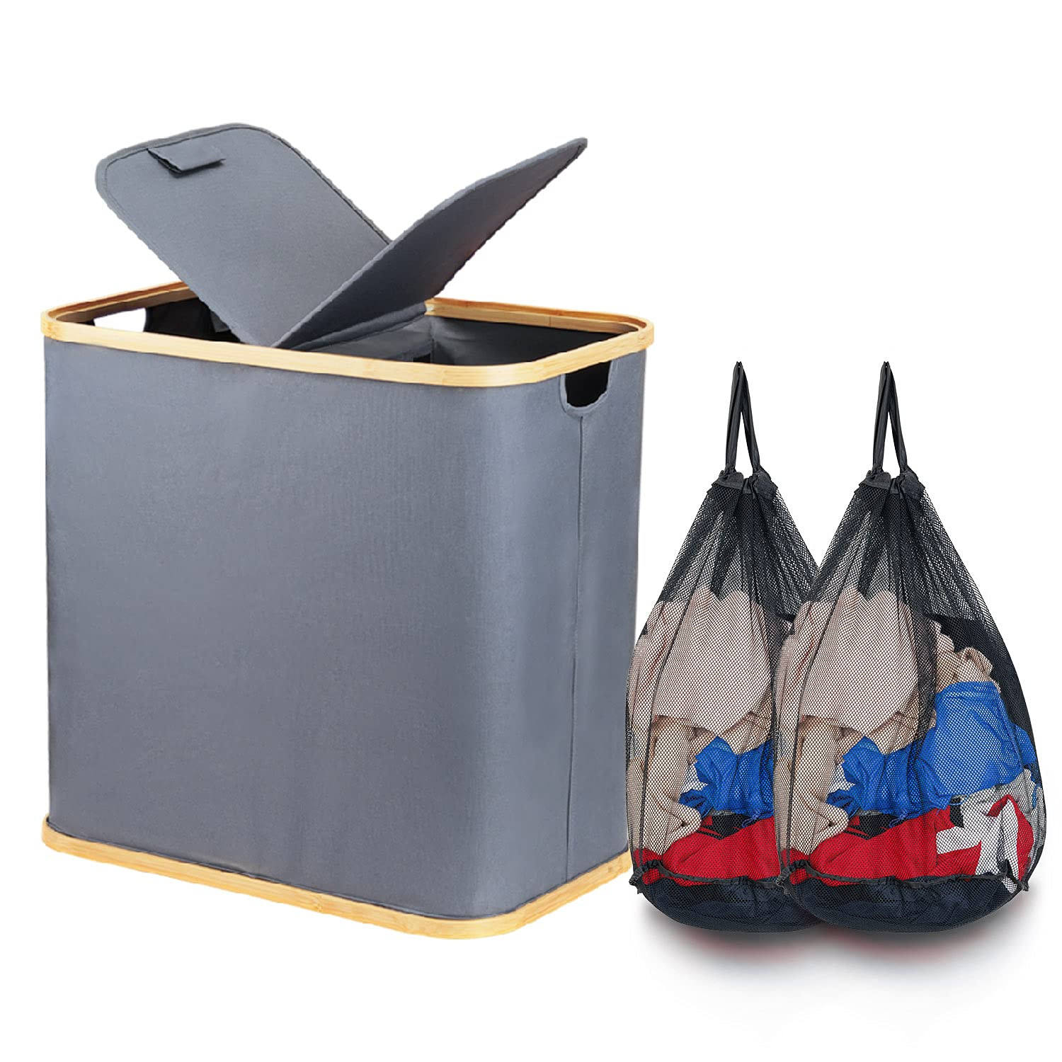 분리형 세탁가방접는 뚜껑있는 세탁 바구니, 장난감 더러운 옷 바구니