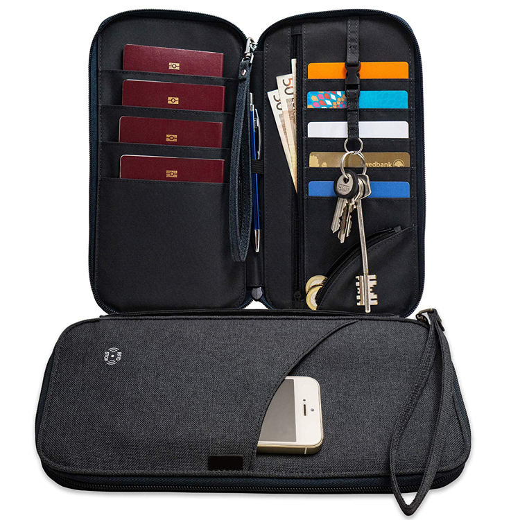 RFID  방수 가족 신용 카드 문서 티켓 여행 지갑 여권 용 가방 