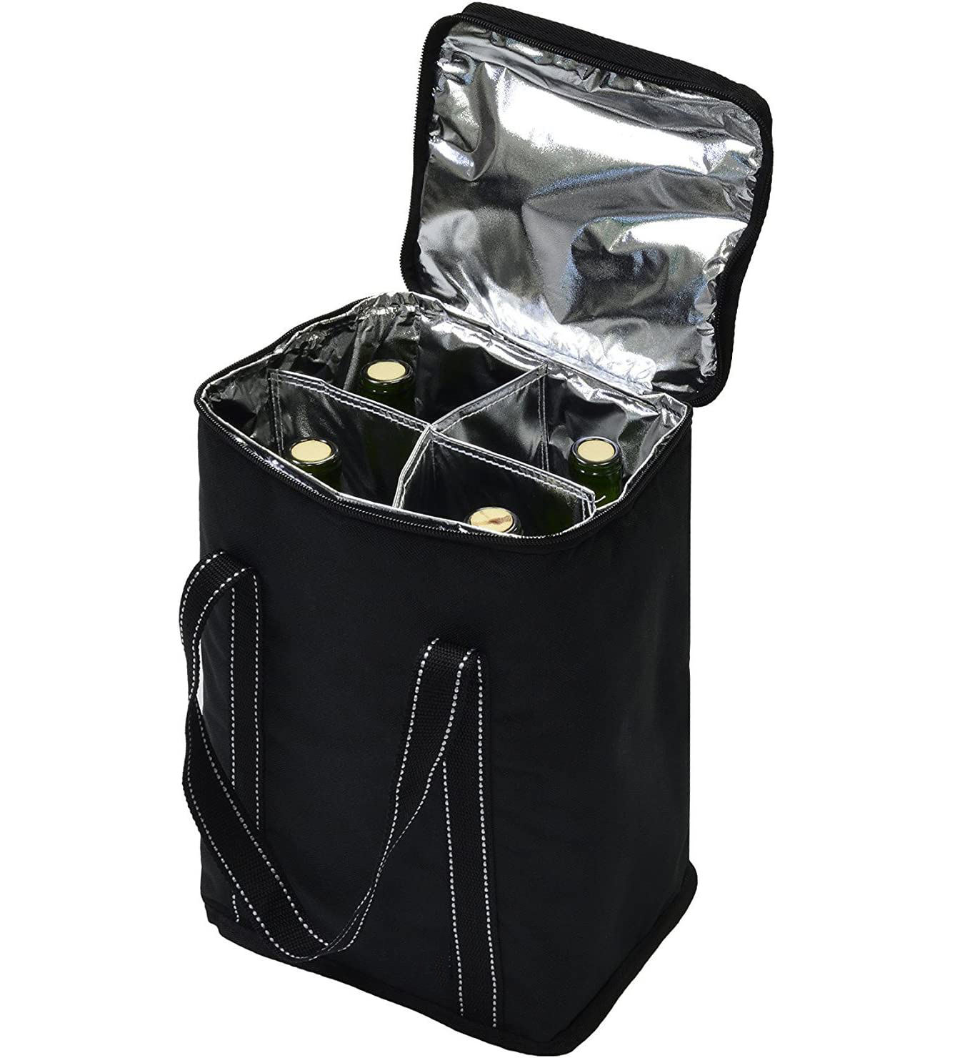  절연 휴대용 4 병 와인 캐리어 토트 백 와인 쿨러 백 