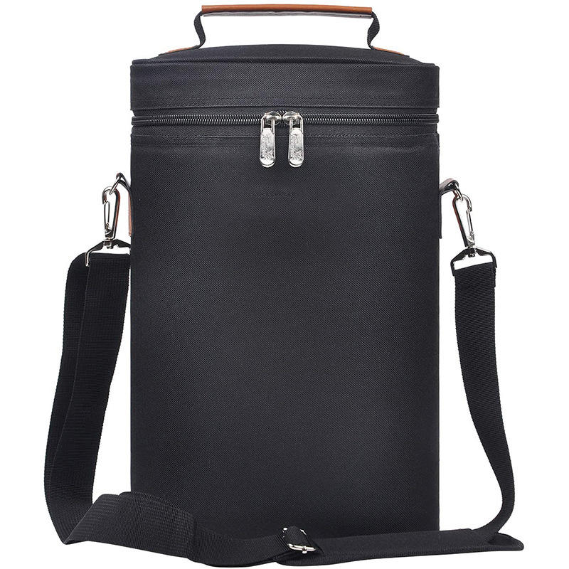 BSCI 공장 2 병 와인 쿨러 마시는 물병 운반 벨트 가방 