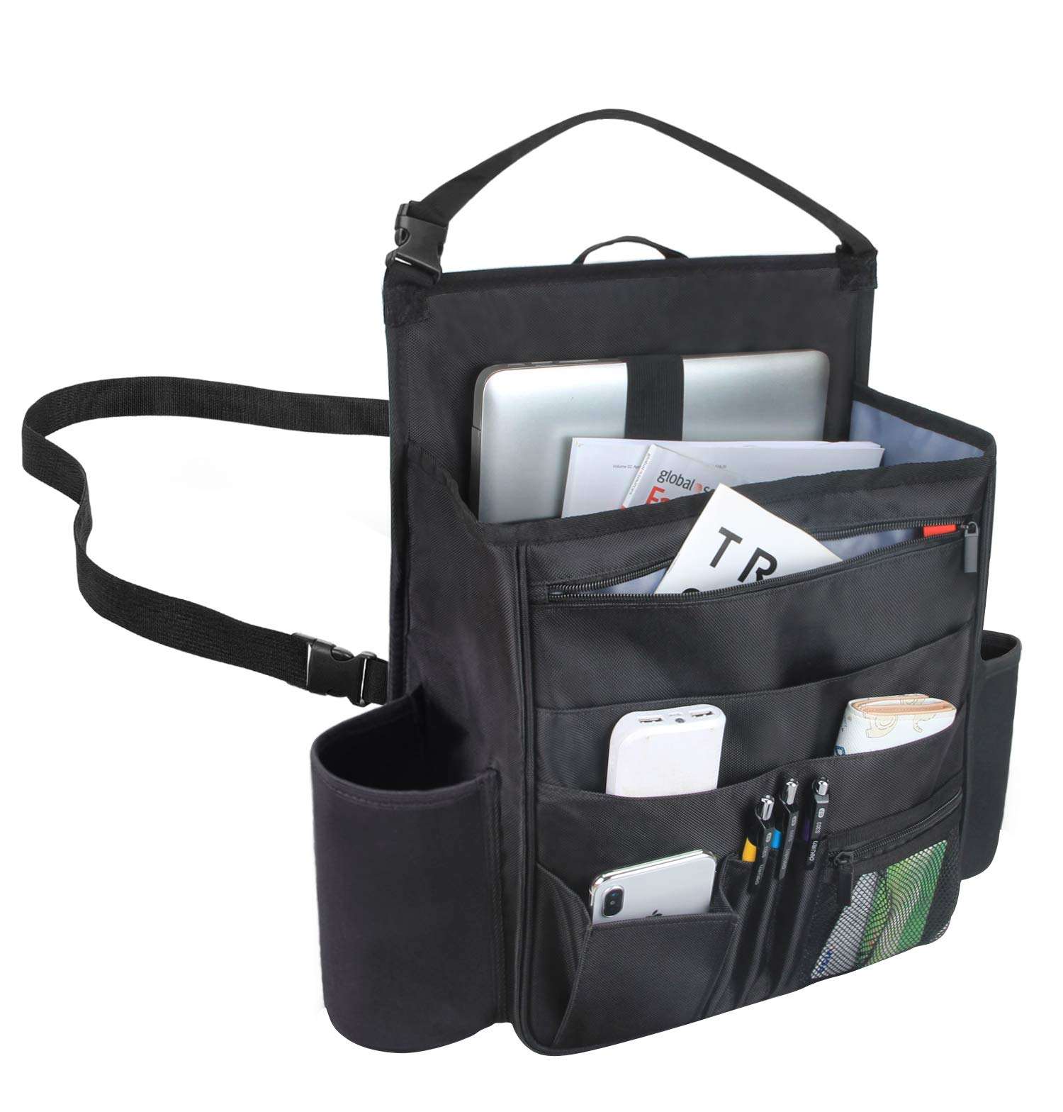 노트북 자동차 앞 좌석 조절 식 스트랩이있는 자동차 좌석 가방