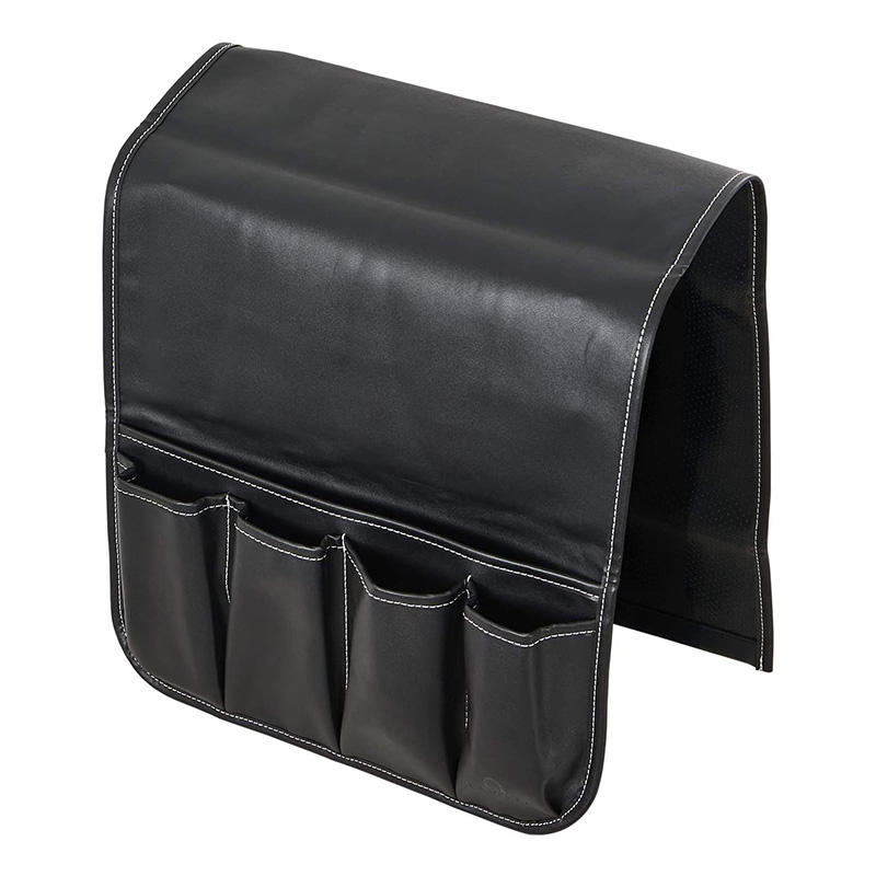 고품질 고급 PU 가죽 소파 팔걸이  5 개의 주머니 끄럼 방지 캐디 보관 가방