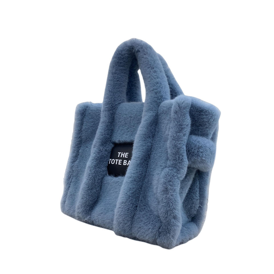 새로운 패션 대형 가짜 모피  솜털 부드러운 플러시 레이디 핸드 가방