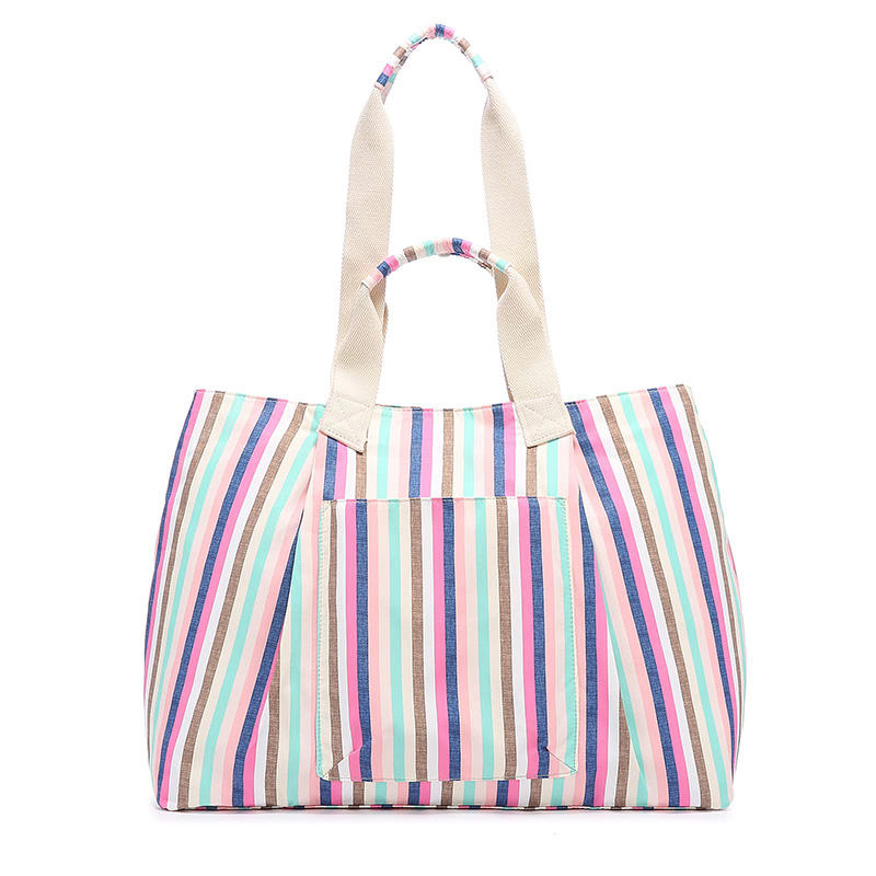 패션 스트립 인쇄 대용량  쇼핑  비치 토트 백 젖은 구획