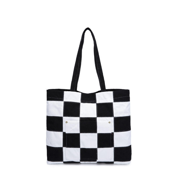  대용량 코듀로이  다채로운 스트라이프 코듀로이 토트 백