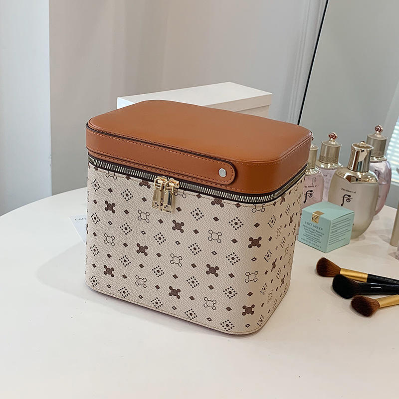 간단한  디자인 고품질 방수 pu 휴대용 가죽 화장품 가방 