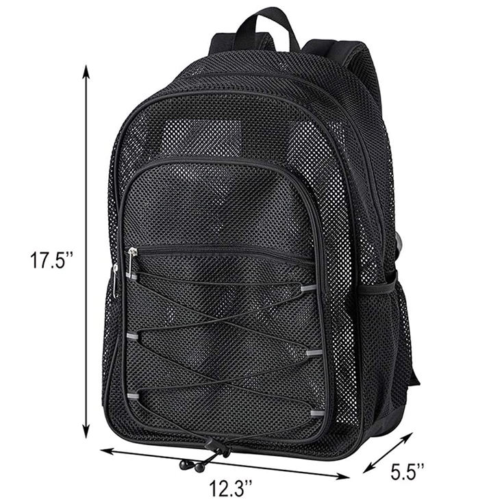 학교 대학 메시 덧대진 결박을 가진 까만 메시 책가방