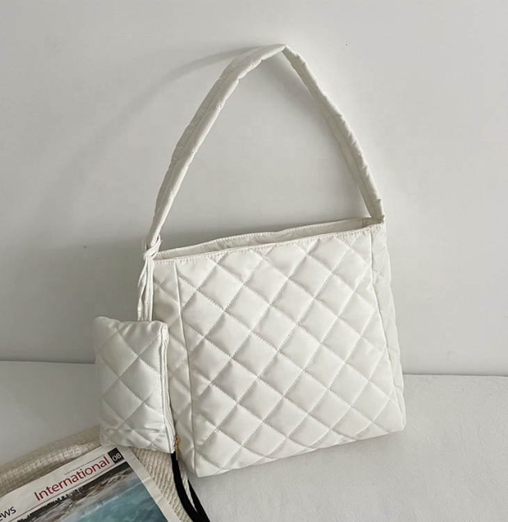 방수 경량 나일론 퍼퍼 백 패션 디자인 레이디 숄더 퍼퍼 토트 백 누비질