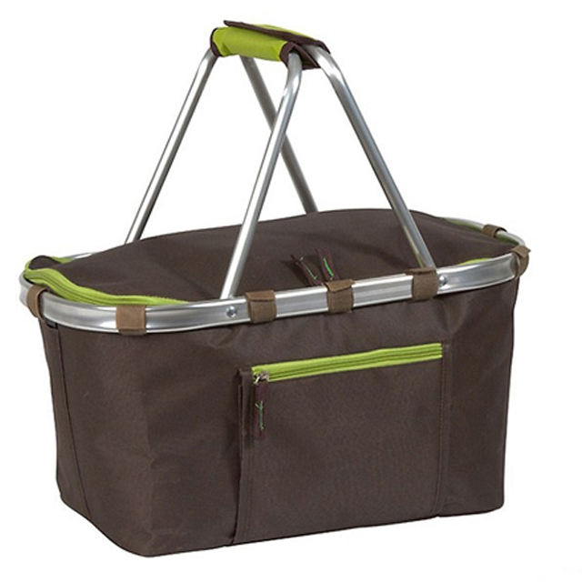 식품 등급 알루미늄 프레임 PEVA 라이닝 접이식 접이식 피크닉 쿨러 바구니 토트 백