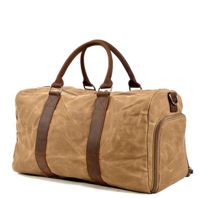 헤비 듀티 레트로  왁스캔버스  요가 여행 가방 신발 가죽 손잡이가있는  백