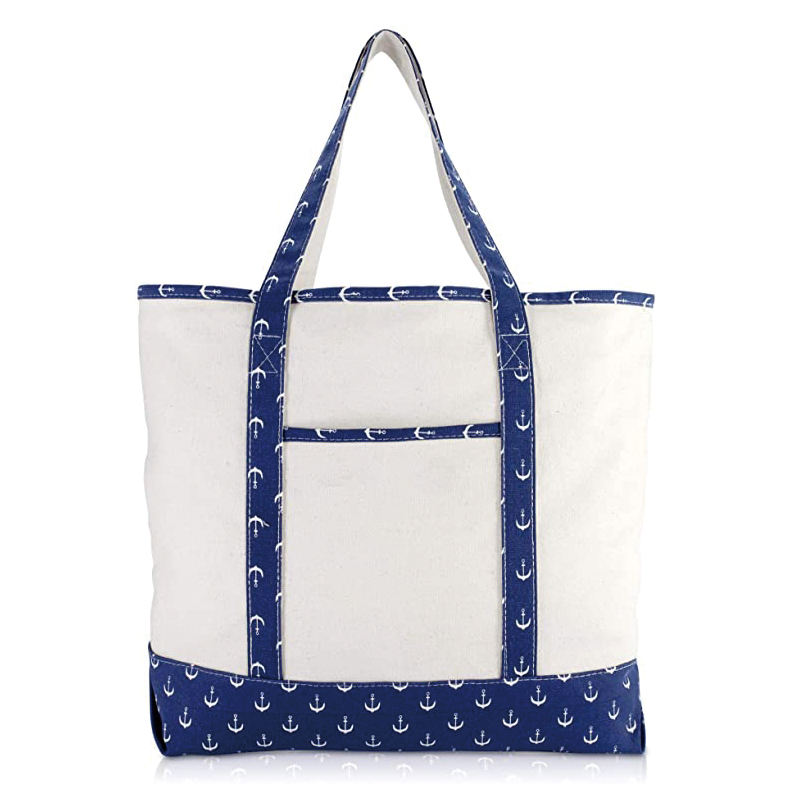  외부 포켓이  대용량 코튼 캔버스 쇼핑 토트 백