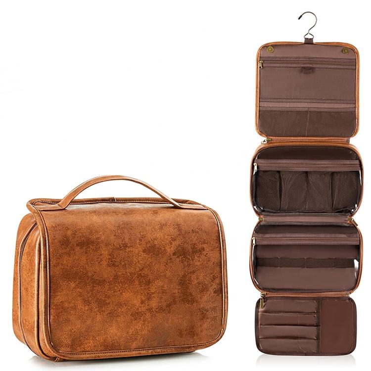 접는 pu 가죽  걸이 여행 세면 용품  화장품 가방 