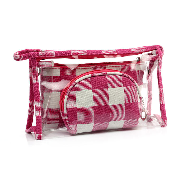 3 in 1 세트 투명 PVC 투명 저렴한 메이크업  세면 용품 가방 