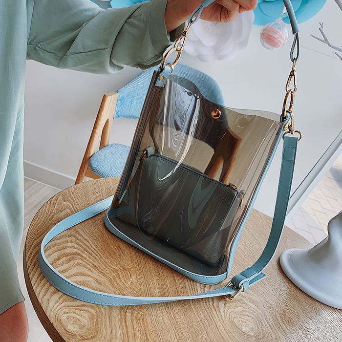가죽 주머니를  투명한 pvc crossbody 호화스러운 어깨 끈달린 핸드백