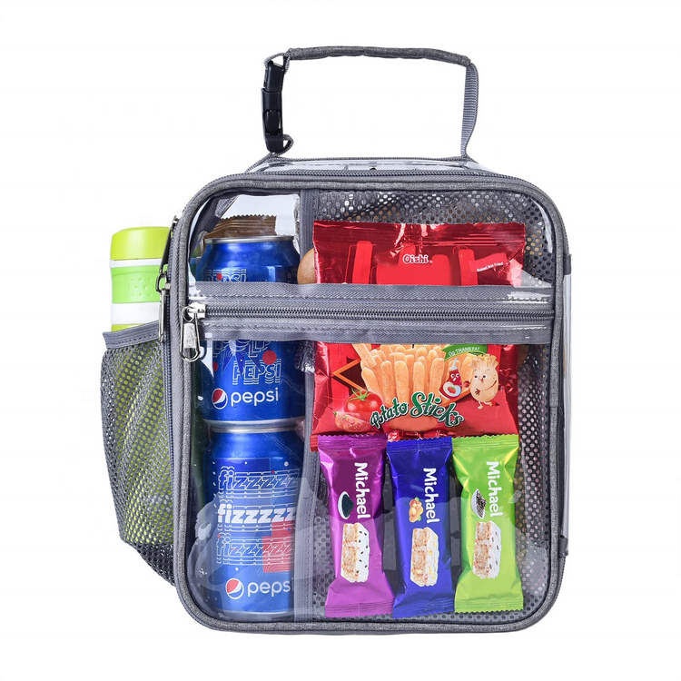방수 투명 PVC 점심 스낵  파우치  투명 PVC 휴대용 도시락 가방