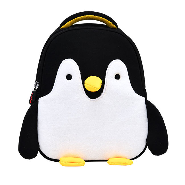 사귀여운 동물 키즈  아기 소년 소녀 방수  블루 펭귄 schoolbag 3-6 세