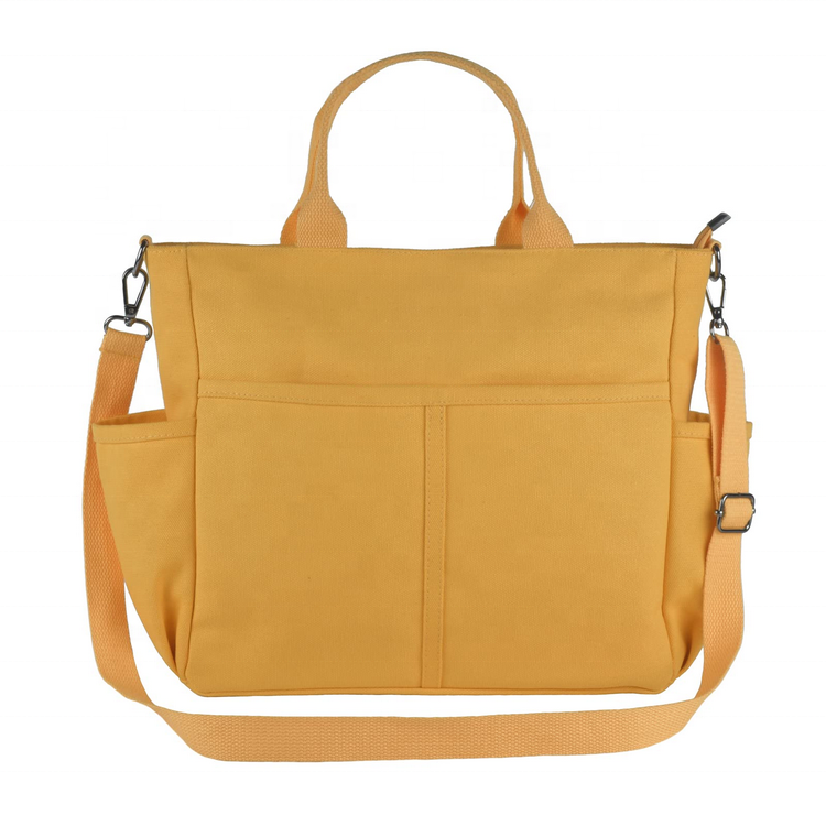 멀티 포켓  인쇄 여성 면화 캔버스 토트 백 대용량  일반 손 가방