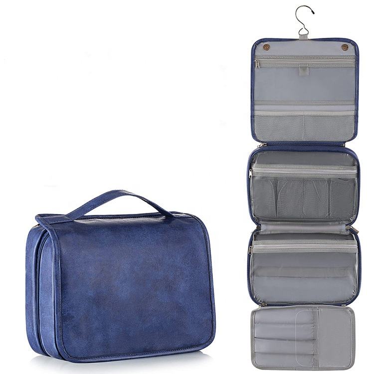 대용량 멀티 포켓  걸이 세면 용품  여행 PU 가죽 메이크업 가방 