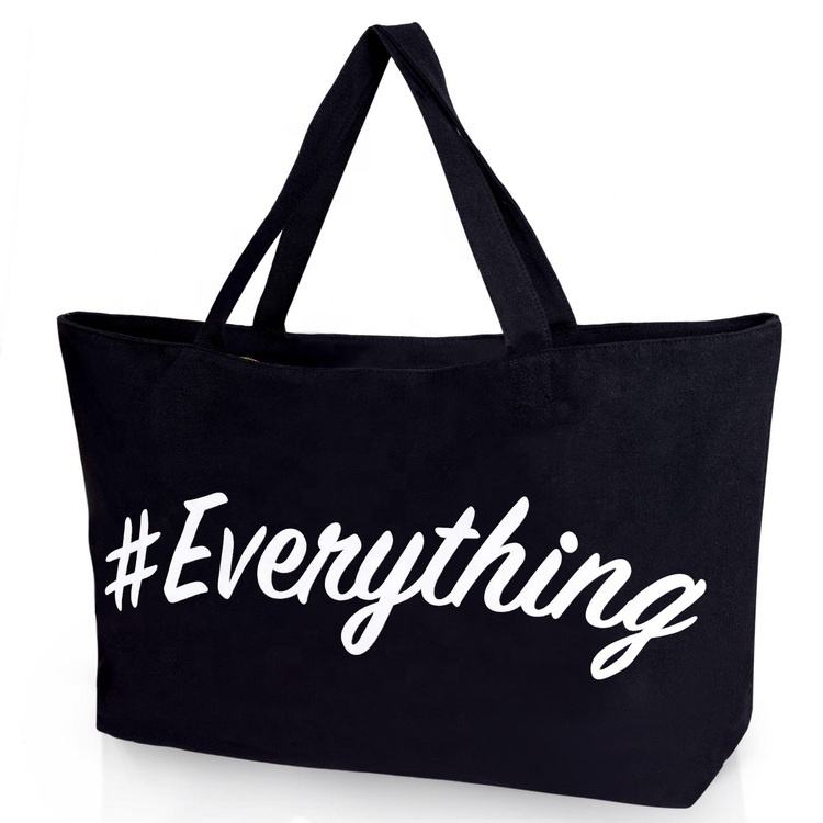 초대형 100% 면 쇼핑백 지퍼가 달린 다기능 식료품 레이디 면화 토트백 