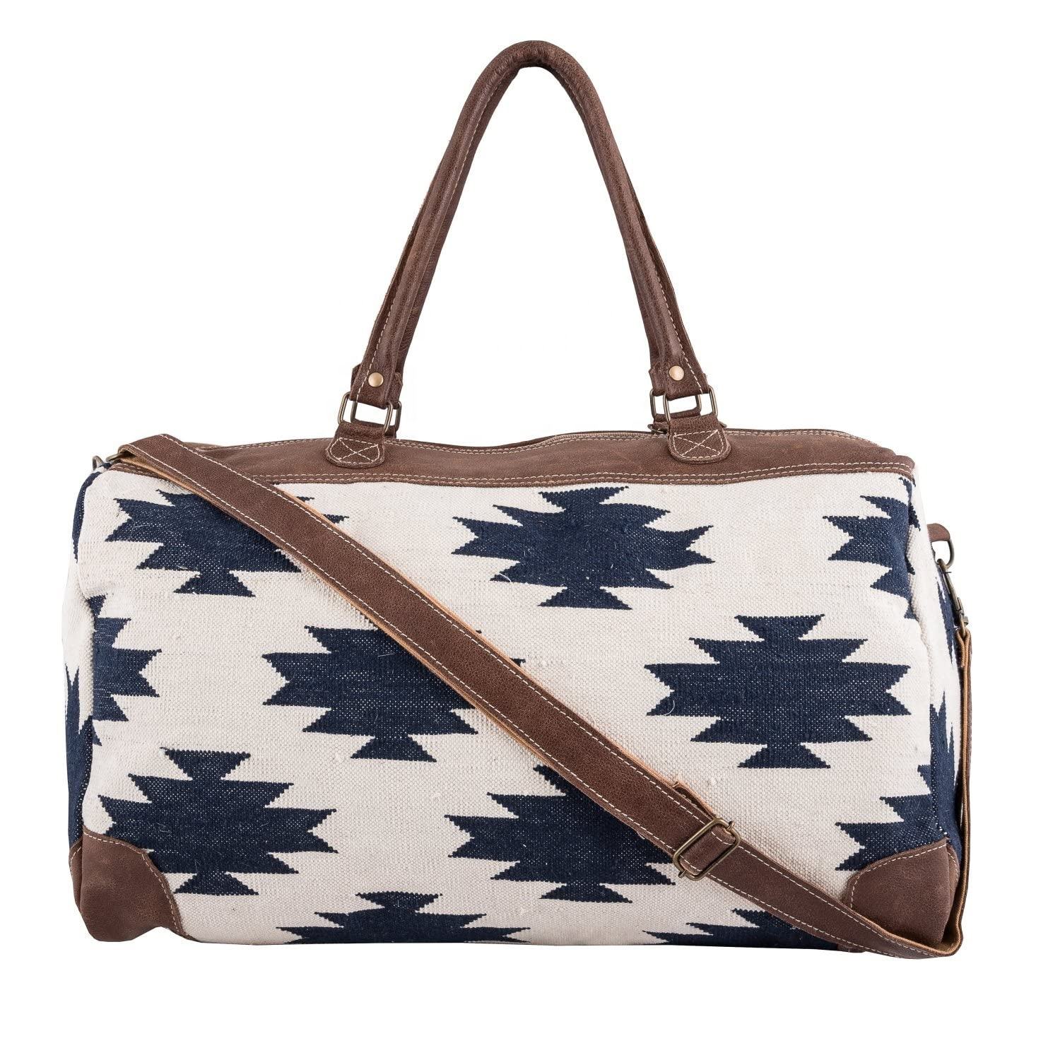 뜨거운 판매 인쇄 캔버스  가죽 여행 가방