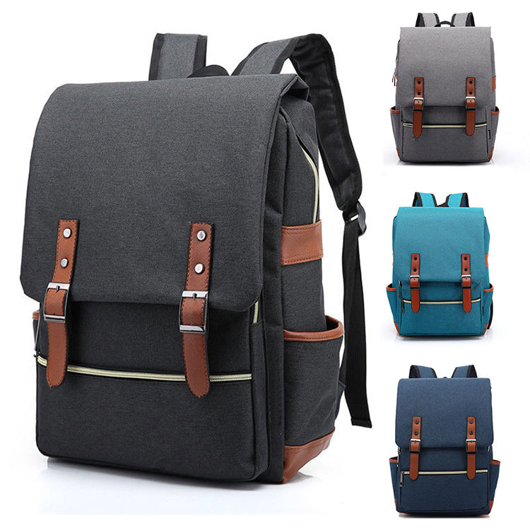 블랙 빈티지 방수 노트북 배낭 대학 학교 책가방