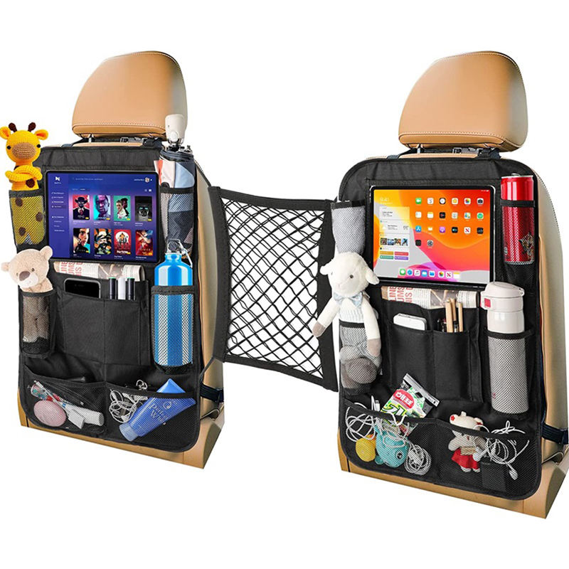 자동차 뒷좌석  2 팩 방수 Muti-Pocket 터치 스크린 태블릿 홀더와 킥 매트