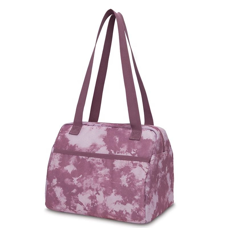 접을 수있는 핸들이있는 다채로운 내구성 폴리 에스테르 열 절연 가방