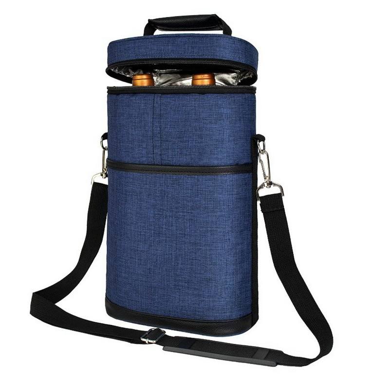 두 병 휴대용 누출 방지 피크닉 여행 와인 병 와인 쿨러 