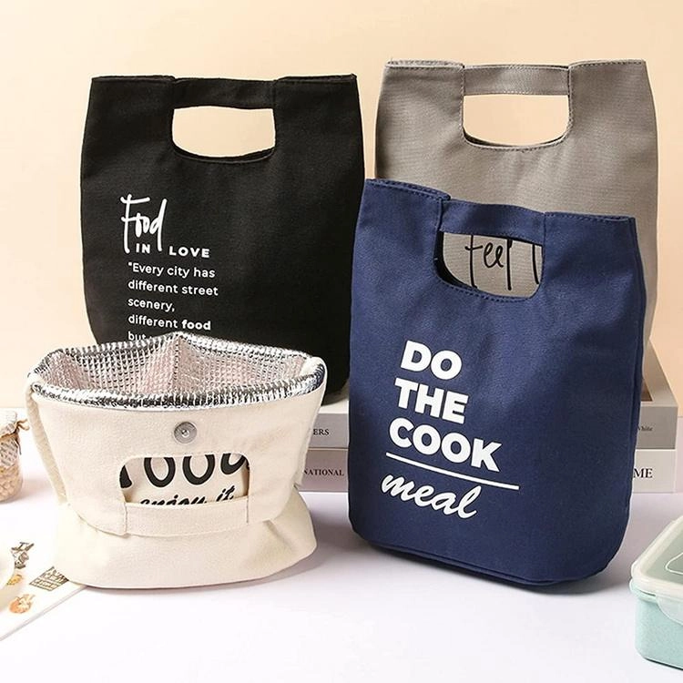 재활용 면화 캔버스 절연 재사용 점심 열 친환경 쿨러 가방 