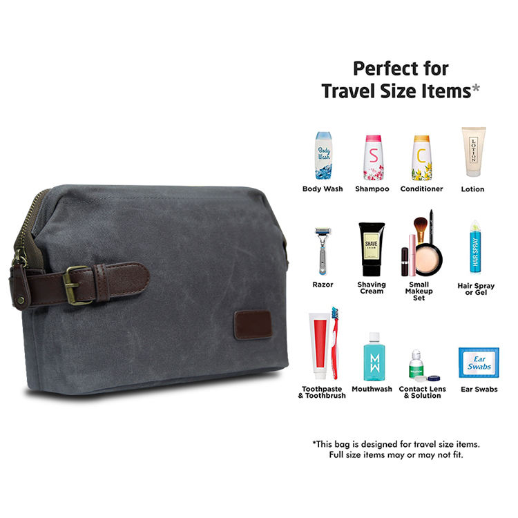 사용자 정의 캔버스 가죽 방수 면도 dopp 키트 케이스, 남성 세면 용품 가방 여행 가방
