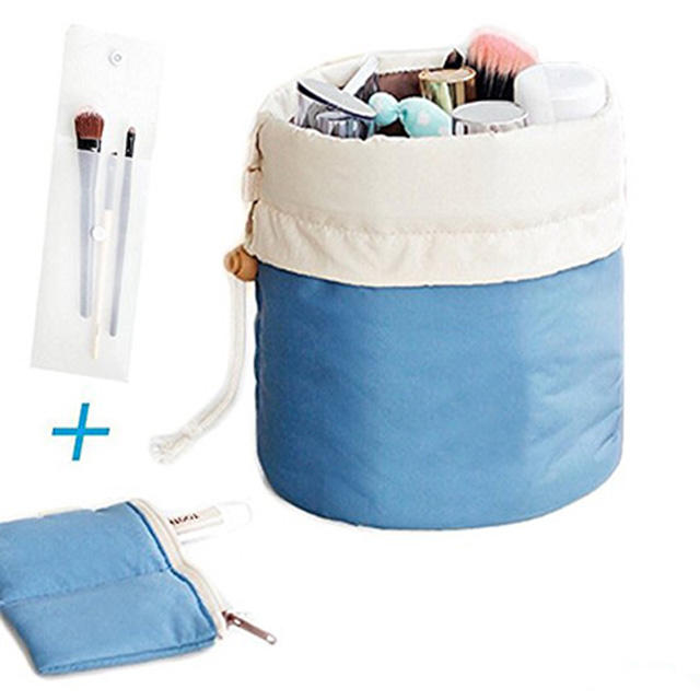 구획을 가진 대량 졸라매는 끈 둥근 화장용 부대 싼 도매 메이크업 부대