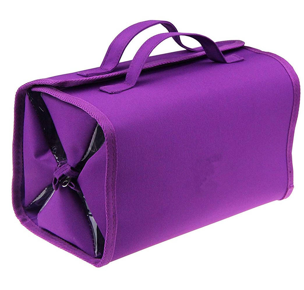 걸이형 롤업 메이크업 정리함 및 여행용 가방, 탈착식 화장품 가방 4개