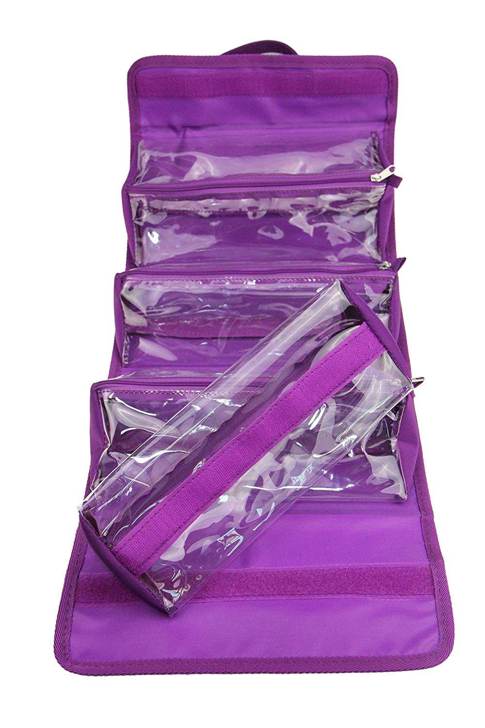 걸이형 롤업 메이크업 정리함 및 여행용 가방, 탈착식 화장품 가방 4개