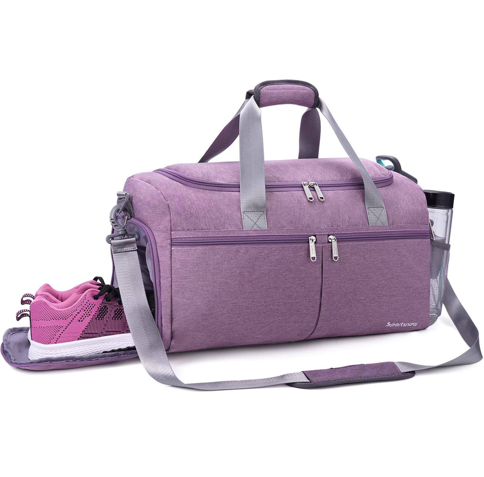 여자 여행 캐주얼 보라색  신발 칸막이  체육관 듀펠 백 
