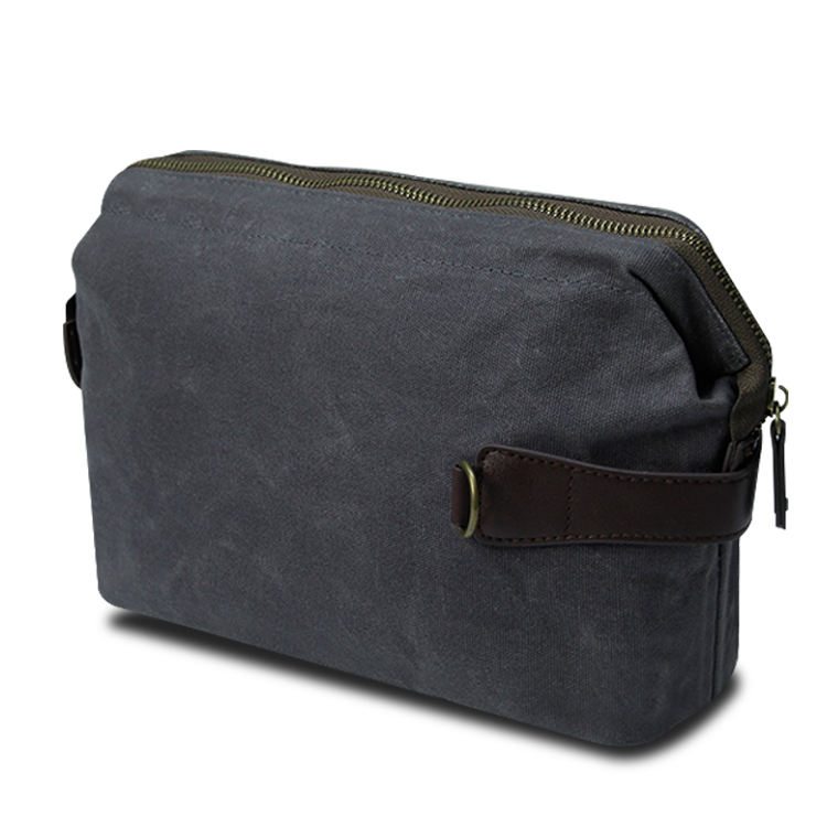 사용자 정의 캔버스 가죽 방수 면도 dopp 키트 케이스, 남성 세면 용품 가방 여행 가방