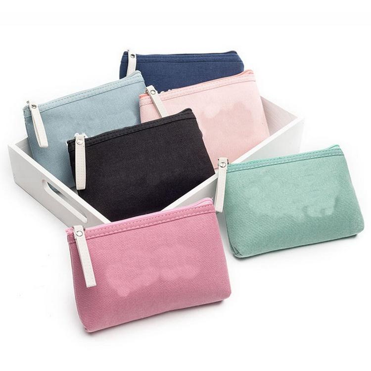 지퍼를 가진 화장품을 위한 주문 로고 공장 가격 도매 간단한 편평한 면 화포 주머니