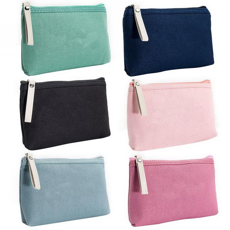 지퍼를 가진 화장품을 위한 주문 로고 공장 가격 도매 간단한 편평한 면 화포 주머니
