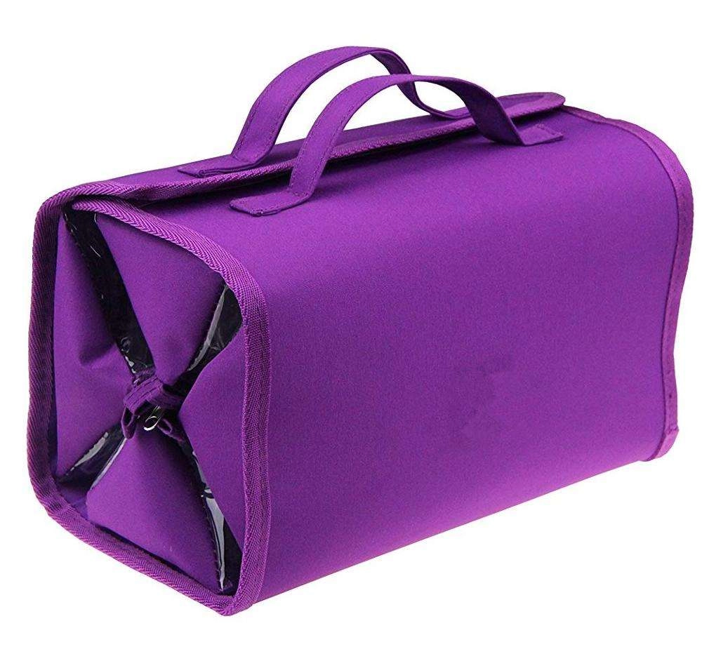 걸이형 롤업 메이크업 정리함 및 여행용 가방, 탈착식 화장품 가방 4개