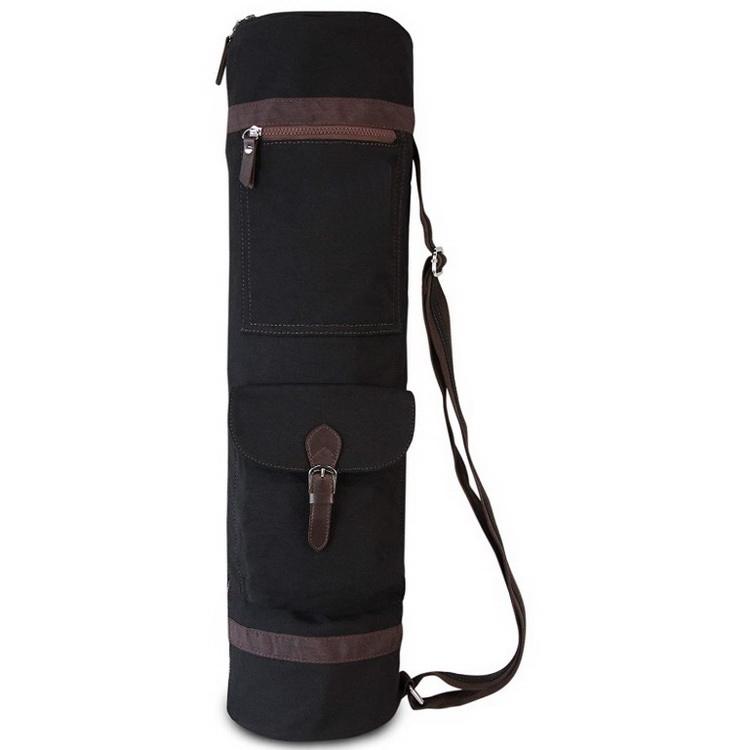 헤비 듀티 왁스 칠한 캔버스 대형 포켓과 지퍼가있는 요가 매트 가방
