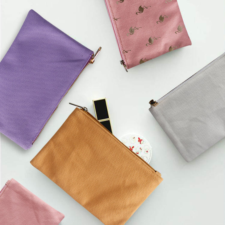 최고 품질의 맞춤형 에코 뷰티 화장품 가방 캔버스는 맞춤형 로고가있는 가방 코튼 파우치 지퍼를 구성합니다.