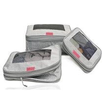 이중 지퍼가 있는 여행용 압축  큐브  정리함 3세트