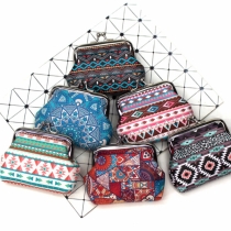 인쇄 숙녀 동전 지갑 키스 자물쇠 변화 지갑