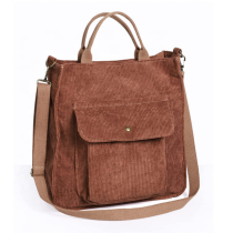 여성을위한 다기능  학교 코듀로이 크로스 바디 토트 백 