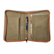 링 바인더가 있는  황마 리넨 패드폴리오