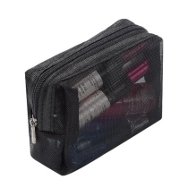 경량 클리어 시스루 블랙 지퍼 메쉬 메이크업 파우치 