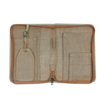 지퍼 에코 황마 여행 카드 지갑여권 홀더