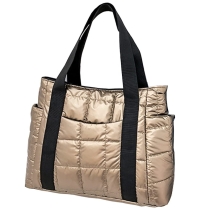 대용량 퀼트 여성 퍼퍼 토트 백 노트북 메탈릭 푹신한 숄더 백